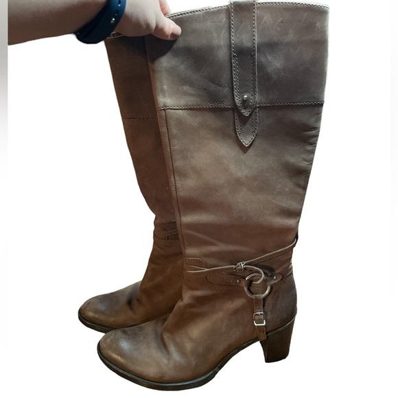 Geox Leather Knee High Riding Boots - Picture 1 of 9